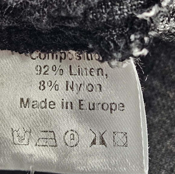 Ivan Grundahl Black Linen W/ White Cap Sleeve Two Button Draped Pleat Dress - Picture 12 of 13